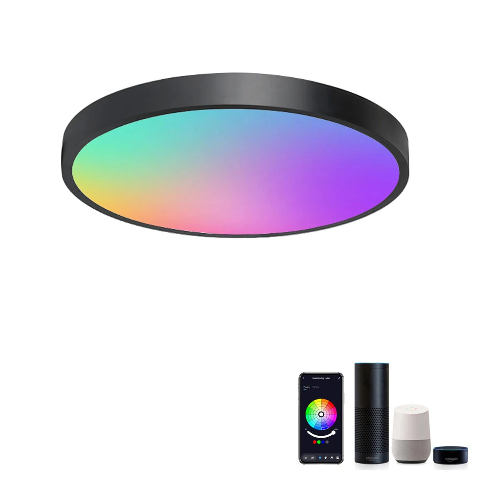 LIXINCORDA 24W WIFI Smart Ceiling Lamp Bluetooth RGBCW Colorful 1920lm Bedroom Lamp Works With Tuya Alexa Google (image for) LIXINCORDA 24W WIFI Smart Ceiling Lamp Bluetooth RGBCW Colorful 1920lm Bedroom Lamp Works With Tuya Alexa Google